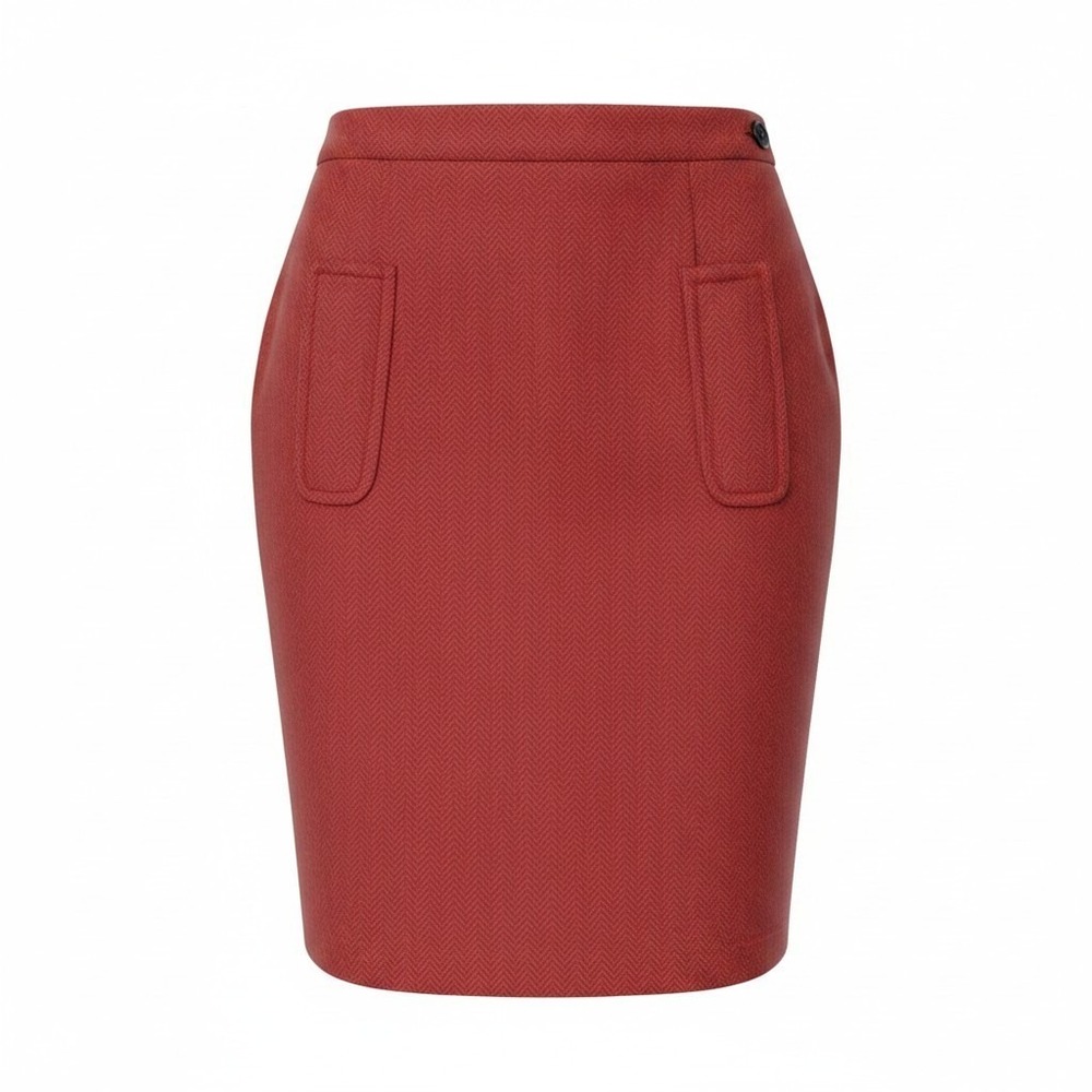 Banana Republic Herringbone Pencil Skirt Women 8 Red Dark Academia Office